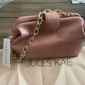 Jules Kae Clutch in blush croc NEW